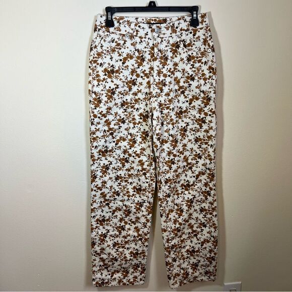 ✨ Forever 21 Women’s White Brown Floral Jeans 26 - Picture 1 of 11